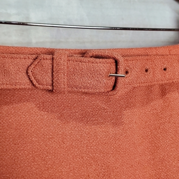 Vintage 70s Dalton Orange A-Line Belted Midi Modest Skirt Size 12 - Picture 4 of 8